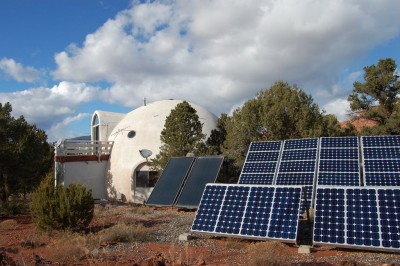 Dome house with solar panels