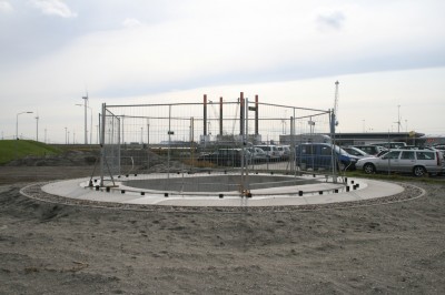 Fundament van een Enercon E-82 in Eemshaven