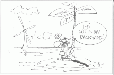 Vaak genoemd door tegenstanders van windenergie: not in my backyard!