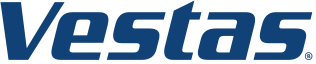 Het logo van de Deense windturbine fabrikant Vestas