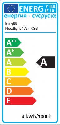 Energy Label Blinq88 - Floodlight 4W - RGB (in "W"-position)