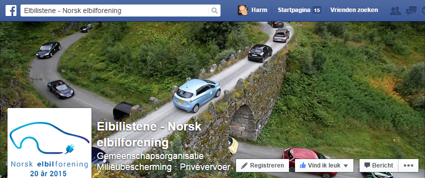 Voorpagina Facebook Norsk elbilforening