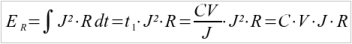 Formule van 
energie verlies over R bij opladen met constante J